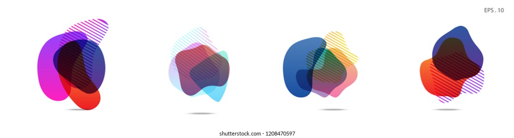 Set of abstract modern graphic elements. Dynamical colored forms and line. Gradient abstract banners with flowing liquid shapes. Template for the design of a logo, flyer or presentation. Vector.