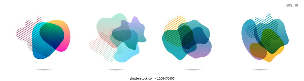 Set of abstract modern graphic elements. Dynamical colored forms and line. Gradient abstract banners with flowing liquid shapes. Template for the design of a logo, flyer or presentation. Vector.