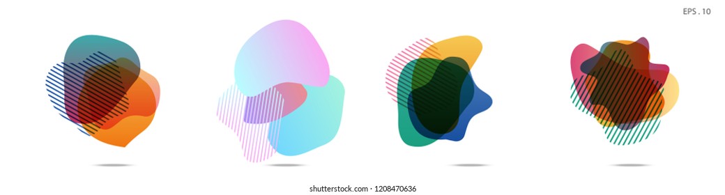 Set of abstract modern graphic elements. Dynamical colored forms and line. Gradient abstract banners with flowing liquid shapes. Template for the design of a logo, flyer or presentation. Vector.