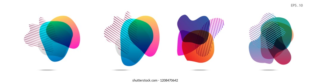Set of abstract modern graphic elements. Dynamical colored forms and line. Gradient abstract banners with flowing liquid shapes. Template for the design of a logo, flyer or presentation. Vector.