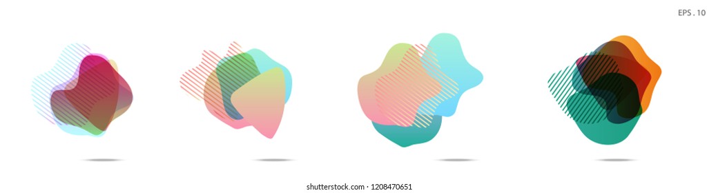 Set of abstract modern graphic elements. Dynamical colored forms and line. Gradient abstract banners with flowing liquid shapes. Template for the design of a logo, flyer or presentation. Vector.