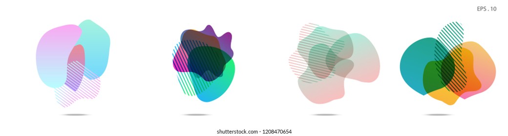Set of abstract modern graphic elements. Dynamical colored forms and line. Gradient abstract banners with flowing liquid shapes. Template for the design of a logo, flyer or presentation. Vector.