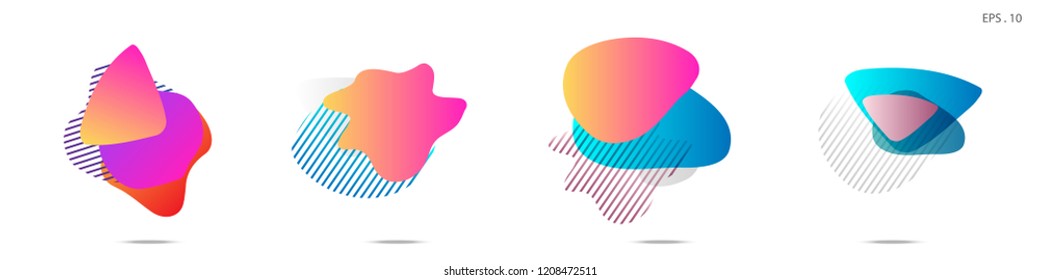 Set of abstract modern graphic elements. Dynamical colored forms and line. Gradient abstract banners with flowing liquid shapes. Template for the design of a logo, flyer or presentation. Vector.