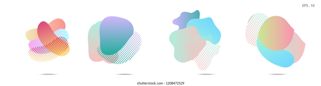 Set of abstract modern graphic elements. Dynamical colored forms and line. Gradient abstract banners with flowing liquid shapes. Template for the design of a logo, flyer or presentation. Vector.