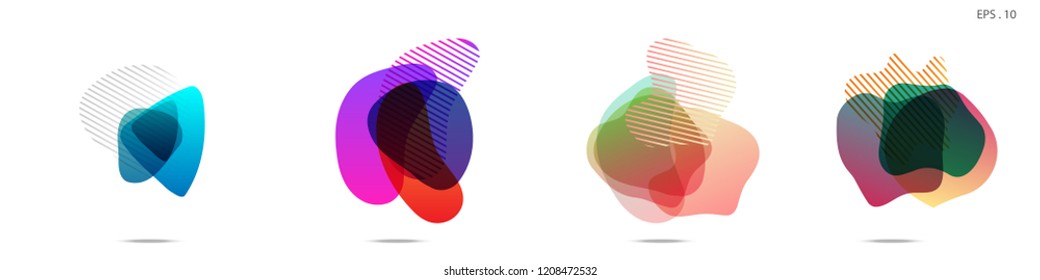 Set of abstract modern graphic elements. Dynamical colored forms and line. Gradient abstract banners with flowing liquid shapes. Template for the design of a logo, flyer or presentation. Vector.