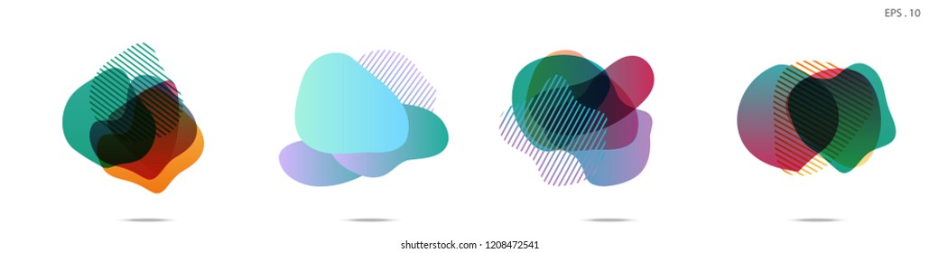 Set of abstract modern graphic elements. Dynamical colored forms and line. Gradient abstract banners with flowing liquid shapes. Template for the design of a logo, flyer or presentation. Vector.