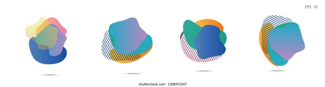 Set of abstract modern graphic elements. Dynamical colored forms and line. Gradient abstract banners with flowing liquid shapes. Template for the design of a logo, flyer or presentation. Vector.