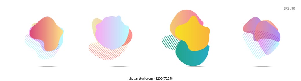 Set of abstract modern graphic elements. Dynamical colored forms and line. Gradient abstract banners with flowing liquid shapes. Template for the design of a logo, flyer or presentation. Vector.