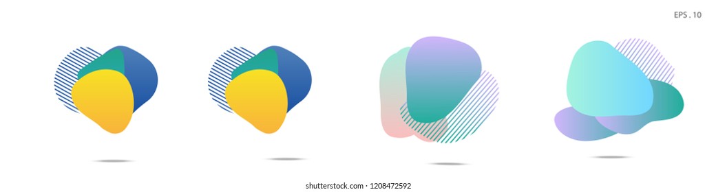 Set of abstract modern graphic elements. Dynamical colored forms and line. Gradient abstract banners with flowing liquid shapes. Template for the design of a logo, flyer or presentation. Vector.