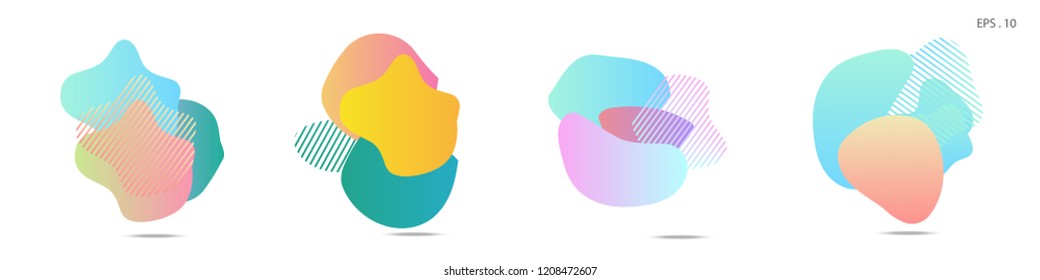 Set of abstract modern graphic elements. Dynamical colored forms and line. Gradient abstract banners with flowing liquid shapes. Template for the design of a logo, flyer or presentation. Vector.