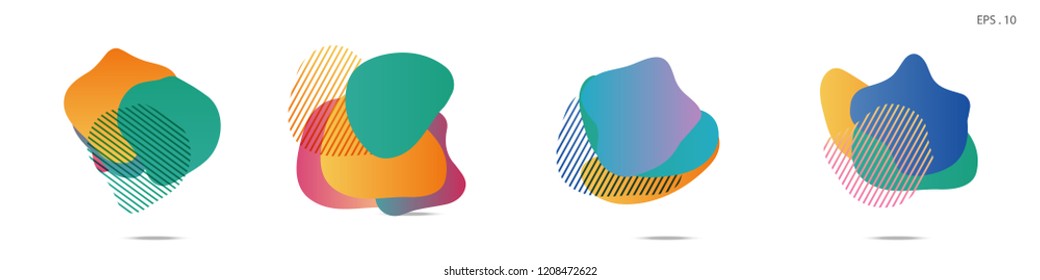 Set of abstract modern graphic elements. Dynamical colored forms and line. Gradient abstract banners with flowing liquid shapes. Template for the design of a logo, flyer or presentation. Vector.