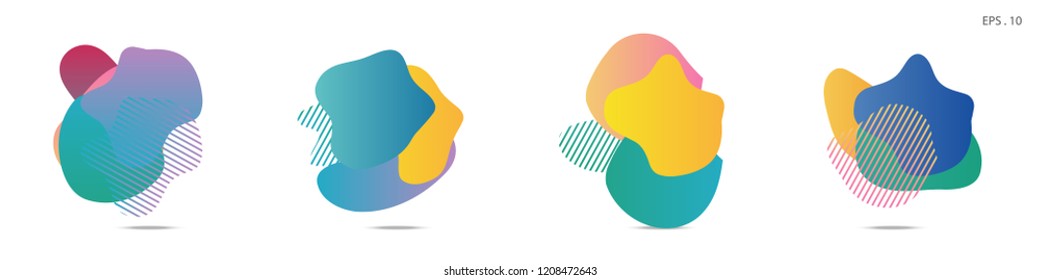 Set of abstract modern graphic elements. Dynamical colored forms and line. Gradient abstract banners with flowing liquid shapes. Template for the design of a logo, flyer or presentation. Vector.