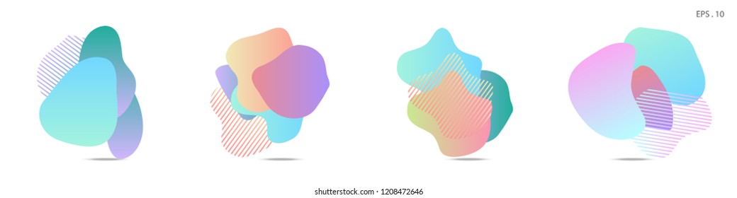 Set of abstract modern graphic elements. Dynamical colored forms and line. Gradient abstract banners with flowing liquid shapes. Template for the design of a logo, flyer or presentation. Vector.