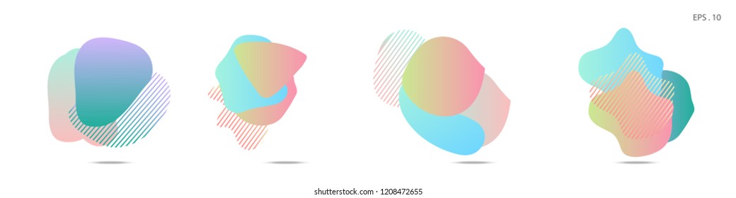 Set of abstract modern graphic elements. Dynamical colored forms and line. Gradient abstract banners with flowing liquid shapes. Template for the design of a logo, flyer or presentation. Vector.
