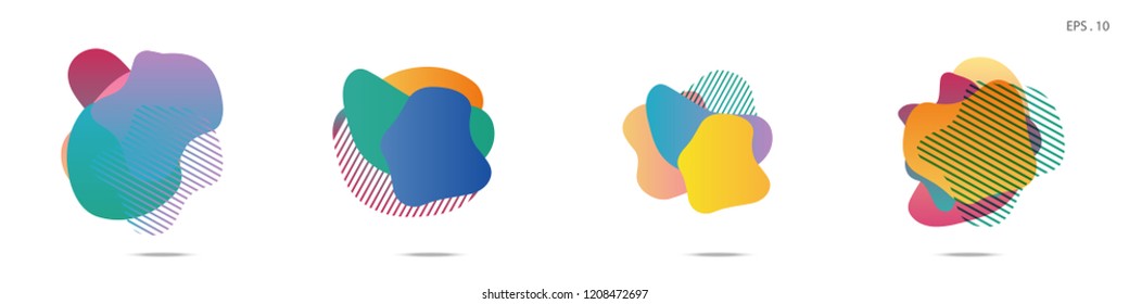 Set of abstract modern graphic elements. Dynamical colored forms and line. Gradient abstract banners with flowing liquid shapes. Template for the design of a logo, flyer or presentation. Vector.