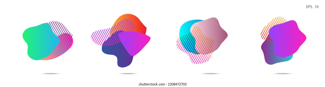 Set of abstract modern graphic elements. Dynamical colored forms and line. Gradient abstract banners with flowing liquid shapes. Template for the design of a logo, flyer or presentation. Vector.