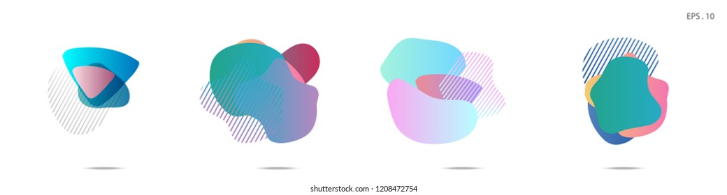Set of abstract modern graphic elements. Dynamical colored forms and line. Gradient abstract banners with flowing liquid shapes. Template for the design of a logo, flyer or presentation. Vector.