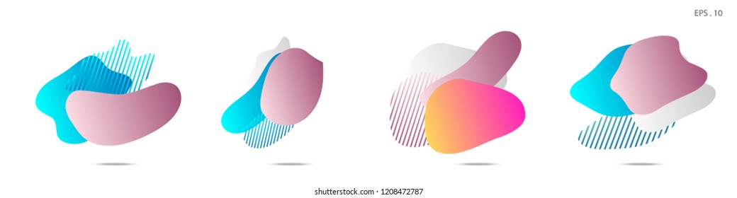 Set of abstract modern graphic elements. Dynamical colored forms and line. Gradient abstract banners with flowing liquid shapes. Template for the design of a logo, flyer or presentation. Vector.