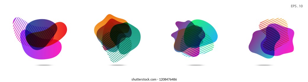 
Set of abstract modern graphic elements. Dynamical colored forms and line. Gradient abstract banners with flowing liquid shapes. Template for the design of a logo, flyer or presentation. Vector.