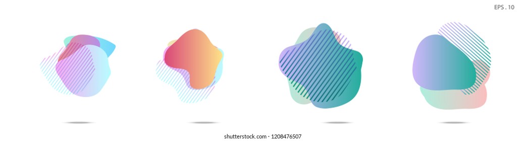 
Set of abstract modern graphic elements. Dynamical colored forms and line. Gradient abstract banners with flowing liquid shapes. Template for the design of a logo, flyer or presentation. Vector.