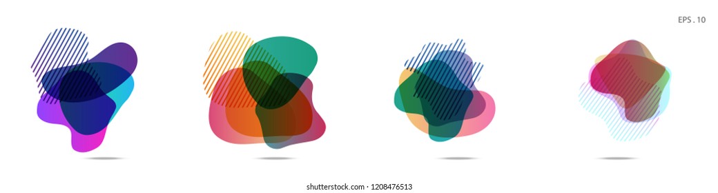 
Set of abstract modern graphic elements. Dynamical colored forms and line. Gradient abstract banners with flowing liquid shapes. Template for the design of a logo, flyer or presentation. Vector.