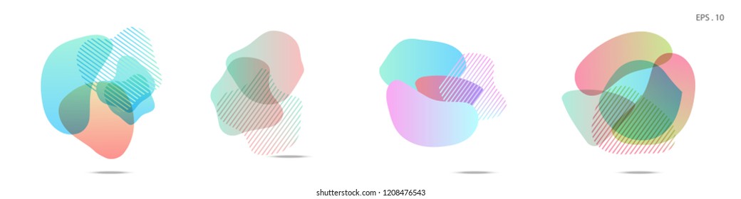 
Set of abstract modern graphic elements. Dynamical colored forms and line. Gradient abstract banners with flowing liquid shapes. Template for the design of a logo, flyer or presentation. Vector.