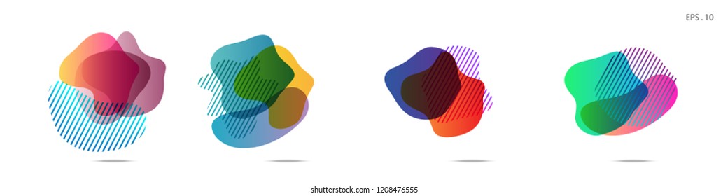 
Set of abstract modern graphic elements. Dynamical colored forms and line. Gradient abstract banners with flowing liquid shapes. Template for the design of a logo, flyer or presentation. Vector.