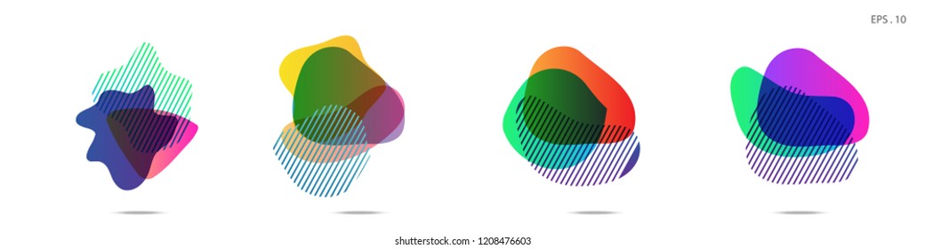 
Set of abstract modern graphic elements. Dynamical colored forms and line. Gradient abstract banners with flowing liquid shapes. Template for the design of a logo, flyer or presentation. Vector.
