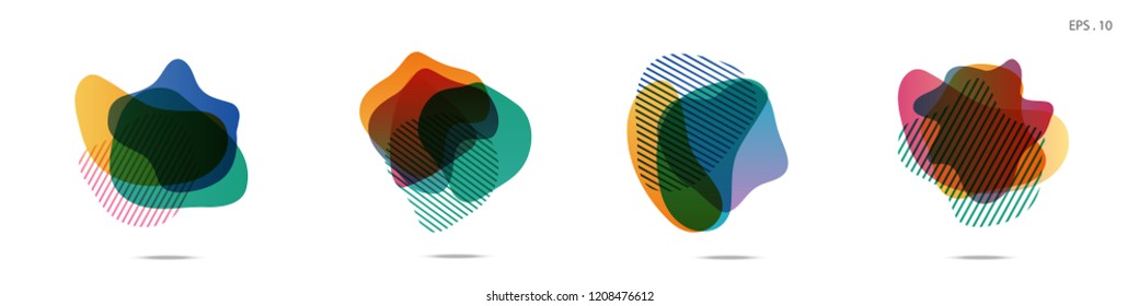 
Set of abstract modern graphic elements. Dynamical colored forms and line. Gradient abstract banners with flowing liquid shapes. Template for the design of a logo, flyer or presentation. Vector.