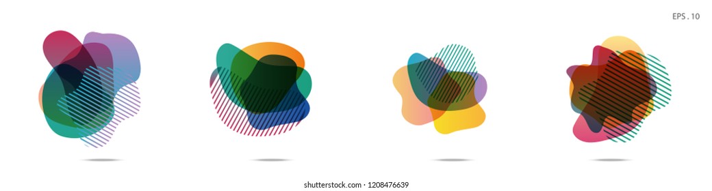 
Set of abstract modern graphic elements. Dynamical colored forms and line. Gradient abstract banners with flowing liquid shapes. Template for the design of a logo, flyer or presentation. Vector.