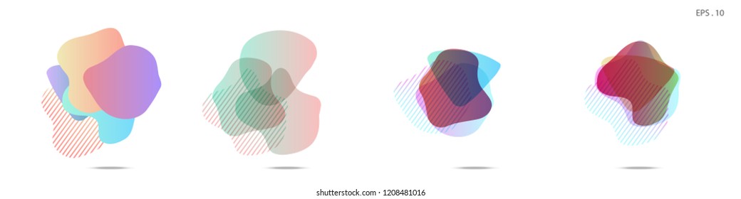 Set of abstract modern graphic elements. Dynamical colored forms and line. Gradient abstract banners with flowing liquid shapes. Template for the design of a logo, flyer or presentation. Vector.