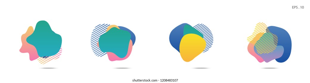 Set of abstract modern graphic elements. Dynamical colored forms and line. Gradient abstract banners with flowing liquid shapes. Template for the design of a logo, flyer or presentation. Vector.