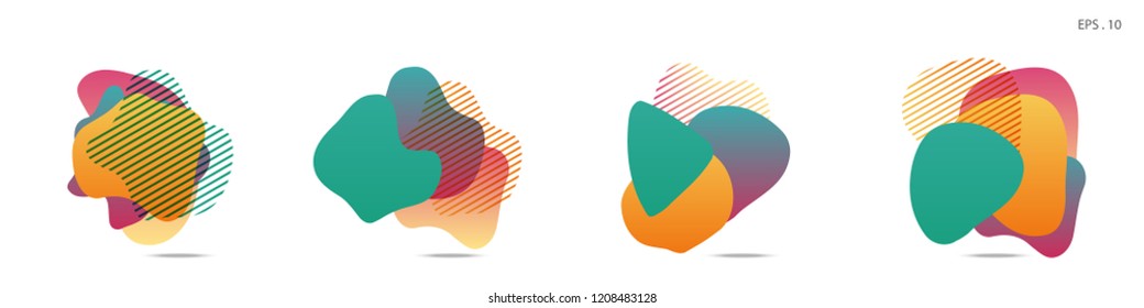 Set of abstract modern graphic elements. Dynamical colored forms and line. Gradient abstract banners with flowing liquid shapes. Template for the design of a logo, flyer or presentation. Vector.