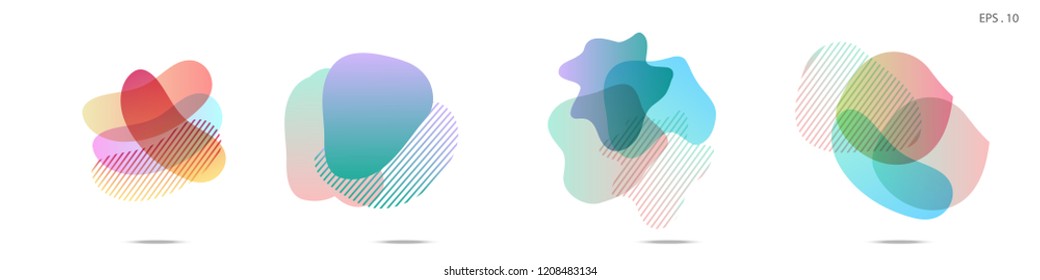 Set of abstract modern graphic elements. Dynamical colored forms and line. Gradient abstract banners with flowing liquid shapes. Template for the design of a logo, flyer or presentation. Vector.