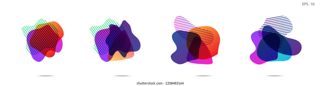 Set of abstract modern graphic elements. Dynamical colored forms and line. Gradient abstract banners with flowing liquid shapes. Template for the design of a logo, flyer or presentation. Vector.