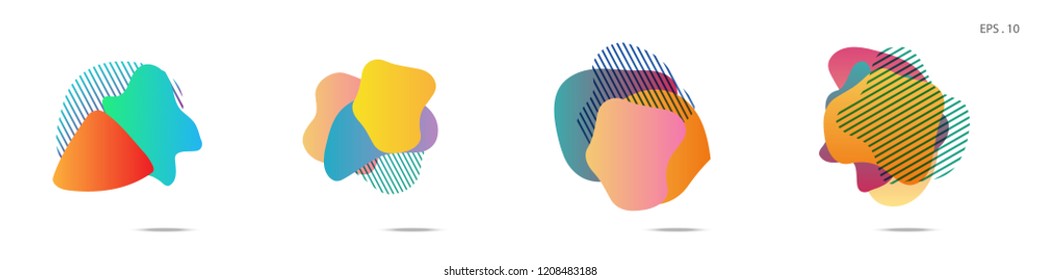 Set of abstract modern graphic elements. Dynamical colored forms and line. Gradient abstract banners with flowing liquid shapes. Template for the design of a logo, flyer or presentation. Vector.
