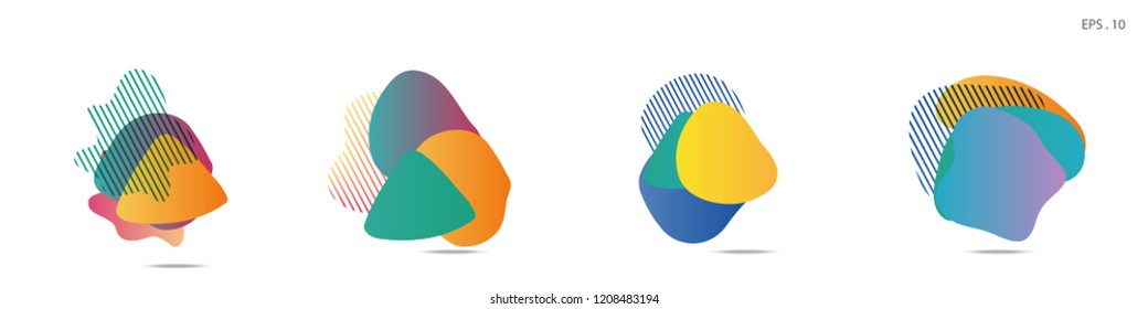 Set of abstract modern graphic elements. Dynamical colored forms and line. Gradient abstract banners with flowing liquid shapes. Template for the design of a logo, flyer or presentation. Vector.