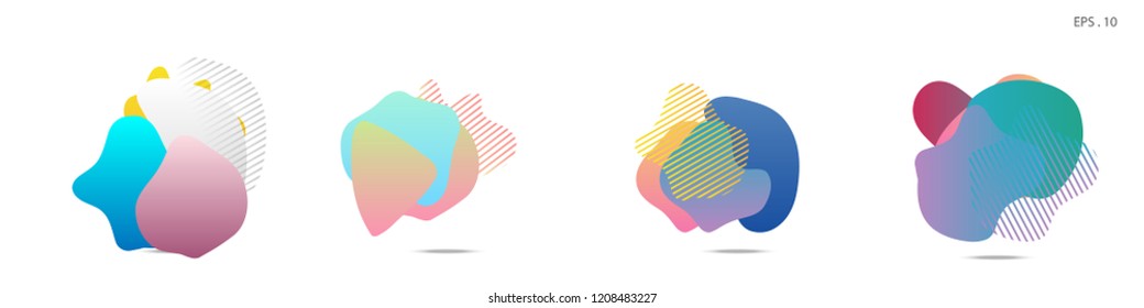 Set of abstract modern graphic elements. Dynamical colored forms and line. Gradient abstract banners with flowing liquid shapes. Template for the design of a logo, flyer or presentation. Vector.