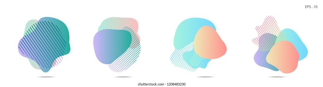 Set of abstract modern graphic elements. Dynamical colored forms and line. Gradient abstract banners with flowing liquid shapes. Template for the design of a logo, flyer or presentation. Vector.