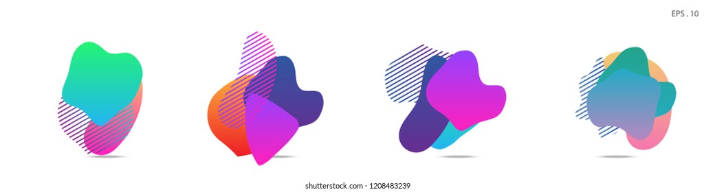 Set of abstract modern graphic elements. Dynamical colored forms and line. Gradient abstract banners with flowing liquid shapes. Template for the design of a logo, flyer or presentation. Vector.