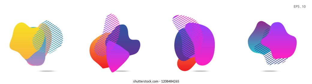 Set of abstract modern graphic elements. Dynamical colored forms and line. Gradient abstract banners with flowing liquid shapes. Template for the design of a logo, flyer or presentation. Vector.