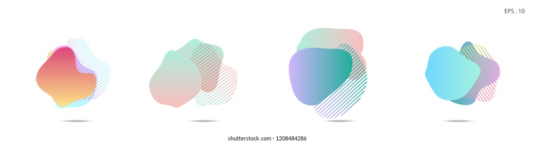 Set of abstract modern graphic elements. Dynamical colored forms and line. Gradient abstract banners with flowing liquid shapes. Template for the design of a logo, flyer or presentation. Vector.