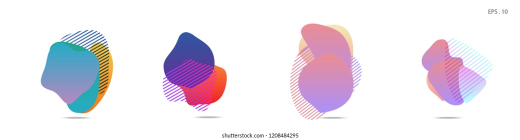 Set of abstract modern graphic elements. Dynamical colored forms and line. Gradient abstract banners with flowing liquid shapes. Template for the design of a logo, flyer or presentation. Vector.