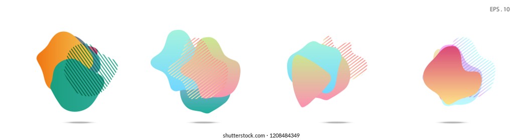 Set of abstract modern graphic elements. Dynamical colored forms and line. Gradient abstract banners with flowing liquid shapes. Template for the design of a logo, flyer or presentation. Vector.