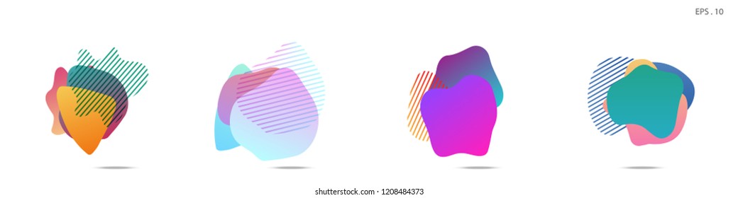 Set of abstract modern graphic elements. Dynamical colored forms and line. Gradient abstract banners with flowing liquid shapes. Template for the design of a logo, flyer or presentation. Vector.
