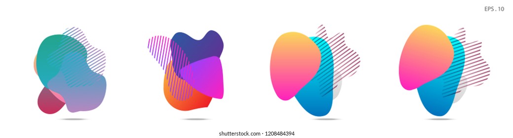 Set of abstract modern graphic elements. Dynamical colored forms and line. Gradient abstract banners with flowing liquid shapes. Template for the design of a logo, flyer or presentation. Vector.