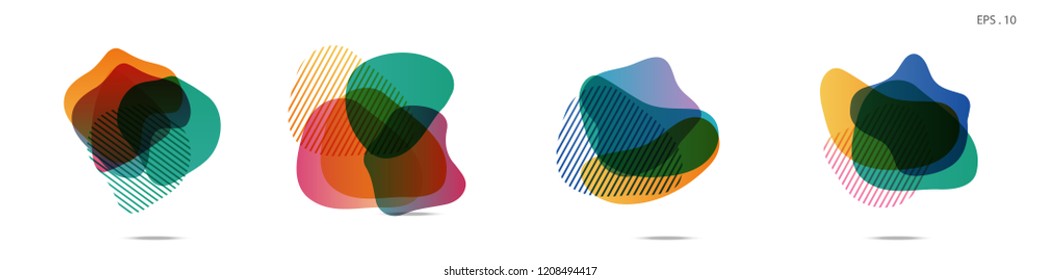 Set of abstract modern graphic elements. Dynamical colored forms and line. Gradient abstract banners with flowing liquid shapes. Template for the design of a logo, flyer or presentation. Vector.