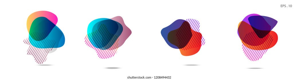 Set of abstract modern graphic elements. Dynamical colored forms and line. Gradient abstract banners with flowing liquid shapes. Template for the design of a logo, flyer or presentation. Vector.