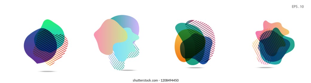 Set of abstract modern graphic elements. Dynamical colored forms and line. Gradient abstract banners with flowing liquid shapes. Template for the design of a logo, flyer or presentation. Vector.