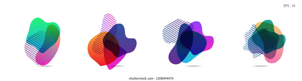 Set of abstract modern graphic elements. Dynamical colored forms and line. Gradient abstract banners with flowing liquid shapes. Template for the design of a logo, flyer or presentation. Vector.